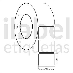 Etiqueta adesiva 50x40mm 5x4cm (1 coluna) BOPP p/ congelados Zebra ZT230 S4M - Rolo c/ 90m Tubete 3 polegadas