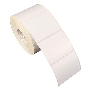 Etiqueta adesiva 50x40mm 5x4cm (1 coluna) Poliéster branco brilho p/ Zebra Argox Elgin - Rolo c/ 697 (30m)