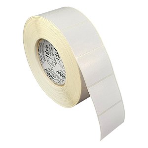 Etiqueta adesiva 50x40mm 5x4cm (1 coluna) Poliéster branco brilho p/ Zebra ZT230 S4M ZT410 Rolo 90m Tubete 3 polegadas