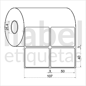 Etiqueta adesiva 50x40mm 5x4cm (2 colunas) Térmica (impressão sem ribbon) impressora térmica direta Rolo 30m