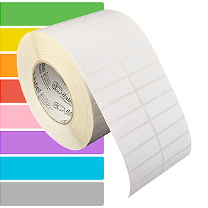 Etiqueta adesiva 50x15mm 5x1,5cm (2 colunas) Couche p/ Zebra ZT230 S4M ZT410 - Rolo c/ 90m Tubete 3 polegadas