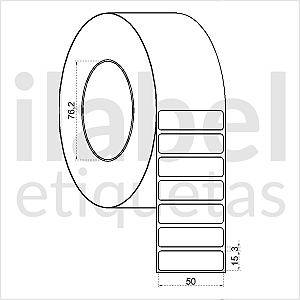 Etiqueta adesiva 50x15mm 5x1,5cm (1 coluna) BOPP p/ congelados Zebra ZT230 - Rolo c/ 90m Tubete 3 polegadas