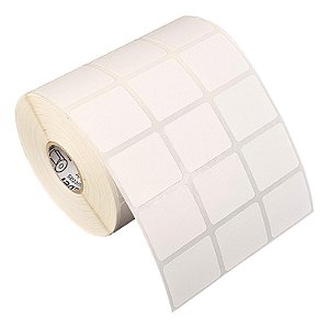 Etiqueta adesiva 30x25mm 3x2,5cm (3 colunas) Poliéster branco brilho p/ Zebra Argox Elgin - Rolo c/ 3213 (30m)