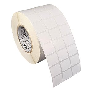 Etiqueta adesiva 30x25mm 3x2,5cm (3 colunas) Poliéster branco brilho p/ Zebra ZT230 S4M ZT410 Rolo c/ 90m Tubete 3 pol