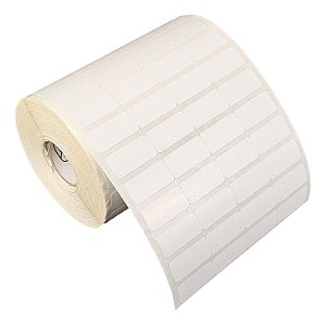 Etiqueta adesiva 25x12mm 2,5x1,2cm (4 colunas) Poliéster branco brilho p/ Zebra Argox Elgin - Rolo c/ 8000 (30m)