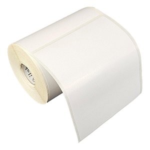 Etiqueta adesiva 100x120mm 10x12cm Poliéster branco brilho p/ Zebra Argox Elgin - Rolo c/ 243 (30m)