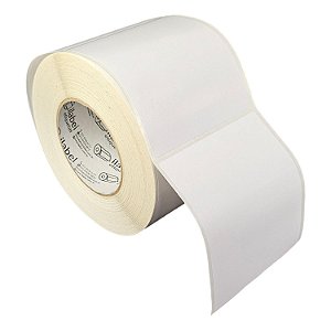 Etiqueta adesiva 100x120mm 10x12cm Poliéster branco brilho p/ Zebra ZT230 S4M ZT410 - Rolo c/ 729 90m Tubete 3 polegadas