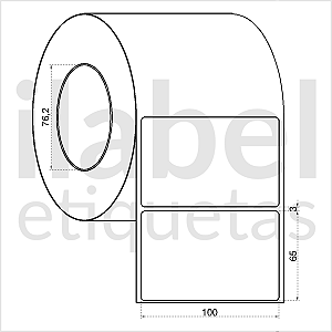 Etiqueta adesiva 100x65mm 10x6,5cm Poliéster branco brilho p/ Zebra ZT230 S4M ZT410 Rolo c/ 1323 90m Tubete 3 polegadas