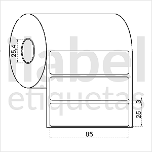 Etiqueta adesiva 85x25mm 8,5x2,5cm BOPP p/ congelados p/ Zebra Argox Elgin - Rolo c/ 1071 (30m)