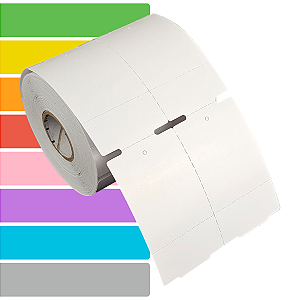 Etiqueta tag roupa 40x70mm 4x7cm (2 colunas) 1 picote Couche cartão 170g Zebra Argox Elgin - Rolo c/ 857 (30m)
