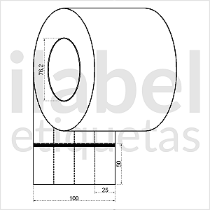 Etiqueta de composição têxtil lavável 25x50mm 2,5x5cm (4 col) Nylon resinado p/ Zebra Argox Elgin Rolo c/ 9600 (120m)