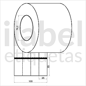 Etiqueta de composição têxtil lavável 25x55mm 2,5x5,5cm (4 colunas) Nylon resinado p/ Zebra Argox - Rolo c/ 8724 (120m)