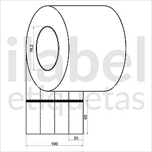 Etiqueta de composição têxtil lavável 25x60mm 2,5x6cm (4 col) Nylon resinado p/ Zebra Argox Elgin Rolo c/ 7992 (120m)