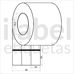 Etiqueta de composição têxtil lavável 33x55mm 3,3x5,5cm (3 colunas) Nylon resinado p/ Zebra Argox - Rolo c/ 6534 (120m)