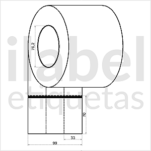 Etiqueta de composição têxtil lavável 33x70mm 3,3x7cm (3 col) Nylon resinado p/ Zebra Argox Elgin Rolo c/ 5139 (120m)