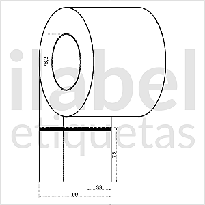 Etiqueta de composição têxtil lavável 33x75mm 3,3x7,5cm (3 colunas) Nylon resinado p/ Zebra Argox - Rolo c/ 4800 (120m)