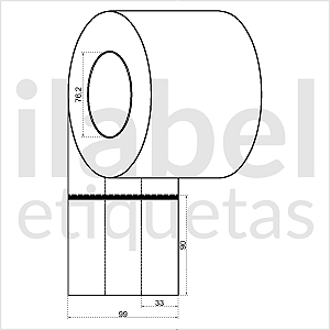 Etiqueta de composição têxtil lavável 33x90mm 3,3x9cm (3 col) Nylon resinado p/ Zebra Argox Elgin Rolo c/ 3996 (120m)