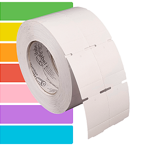 Etiqueta tag roupa 40x60mm 4x6cm (2 col) 1 picote Couche cartão 150g Zebra ZT230 S4M Rolo 90m Tubete 3 pol