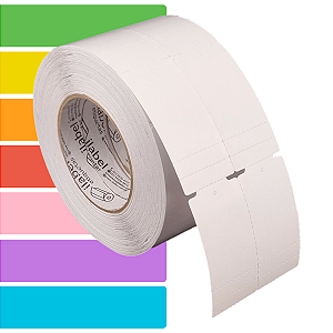 Etiqueta tag roupa 40x80mm 4x8cm (2 col) 2 picotes Couche cartão p/ Zebra ZT230 S4M ZT410 Rolo 90m Tubete 3 pol