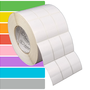 Etiqueta tag roupa adesiva 33x55mm 3,3x5,5cm (3 col) 1 corte Couche Zebra ZT230 S4M ZT410 Rolo 90m Tubete 3 pol