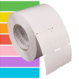 Etiqueta tag roupa adesiva 35x60mm 3,5x6cm (3 col) 1 picote Couche cartão Zebra ZT230 S4M Rolo 90m Tubete 3 pol