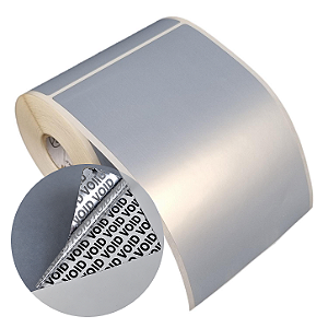 Etiqueta adesiva 100x150mm 10x15cm VOID prata fosco p/ Zebra Argox Elgin - Rolo c/ 200 (30m)