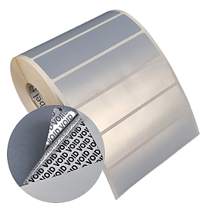 Etiqueta adesiva 100x25mm 10x2,5cm VOID prata fosco p/ Zebra Argox Elgin - Rolo c/ 1071 (30m)