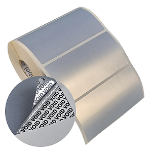 Etiqueta adesiva 100x50mm 10x5cm VOID prata fosco p/ Zebra Argox Elgin - Rolo c/ 566 (30m)