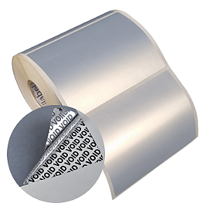 Etiqueta adesiva 100x75mm 10x7,5cm VOID prata fosco p/ Zebra Argox Elgin - Rolo c/ 385 (30m)