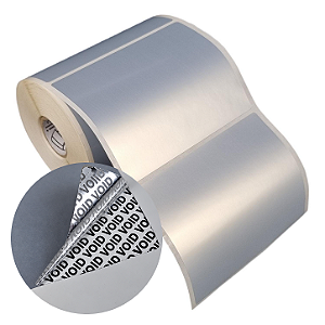 Etiqueta adesiva 100x80mm 10x8cm VOID prata fosco p/ Zebra Argox Elgin - Rolo c/ 361 (30m)