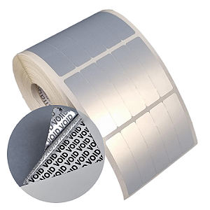 Etiqueta adesiva 15x50mm 1,5x5cm (5 colunas) VOID prata fosco p/ Zebra Argox Elgin - Rolo c/ 2830 (30m)