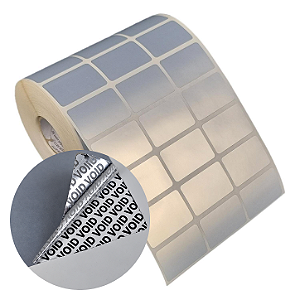 Etiqueta adesiva 33x22mm 3,3x2,2cm (3 colunas) VOID prata fosco p/ Zebra Argox Elgin - Rolo c/ 3600 (30m)