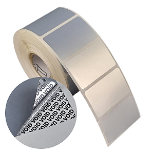 Etiqueta adesiva 40x25mm 4x2,5cm (1 coluna) VOID prata fosco p/ Zebra Argox Elgin - Rolo c/ 1071 (30m)