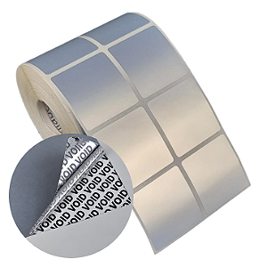 Etiqueta adesiva 40x40mm 4x4cm (2 colunas) VOID prata fosco p/ Zebra Argox Elgin - Rolo c/ 1394 (30m)