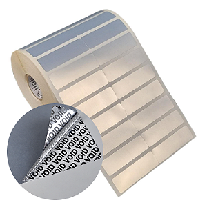 Etiqueta adesiva 50x15mm 5x1,5cm (2 colunas s/ espaçamento) VOID prata fosco p/ Zebra Argox Rolo c/ 30m