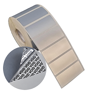 Etiqueta adesiva 50x20mm 5x2cm (1 coluna) VOID prata fosco p/ Zebra Argox Elgin - Rolo c/ 1304 (30m)