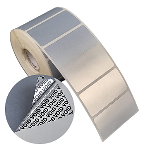Etiqueta adesiva 50x25mm 5x2,5cm (1 coluna) VOID prata fosco p/ Zebra Argox Elgin - Rolo c/ 1071 (30m)