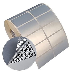 Etiqueta adesiva 50x25mm 5x2,5cm (2 colunas) VOID prata fosco p/ Zebra Argox Elgin - Rolo c/ 2142 (30m)