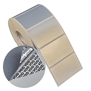 Etiqueta adesiva 50x30mm 5x3cm (1 coluna) VOID prata fosco p/ Zebra Argox Elgin - Rolo c/ 909 (30m)