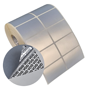 Etiqueta adesiva 50x30mm 5x3cm (2 colunas) VOID prata fosco p/ Zebra Argox Elgin - Rolo c/ 1818 (30m)