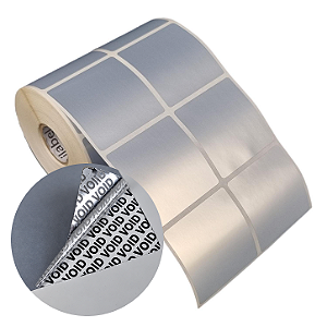 Etiqueta adesiva 50x50mm 5x5cm (2 colunas) VOID prata fosco p/ Zebra Argox Elgin - Rolo c/ 1132 (30m)