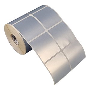 Etiqueta adesiva 50x50mm 5x5cm (2 colunas) VOID prata fosco p/ Zebra Argox Elgin - Rolo c/ 1132 (30m)