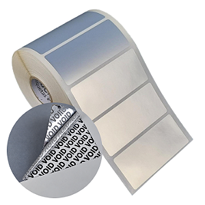 Etiqueta adesiva 70x30mm 7x3cm VOID prata fosco p/ Zebra Argox Elgin - Rolo c/ 909 (30m)