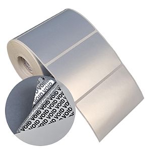 Etiqueta adesiva 85x50mm 8,5x5cm VOID prata fosco p/ Zebra Argox Elgin - Rolo c/ 566 (30m)