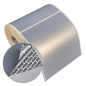 Etiqueta adesiva 100x110mm 10x11cm VOID prata fosco p/ Zebra Argox Elgin - Rolo c/ 265 (30m)