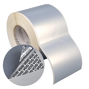 Etiqueta adesiva 100x110mm 10x11cm VOID prata fosco p/ Zebra ZT230 S4M ZT410 - Rolo c/ 795 (90m) Tubete 3 polegadas