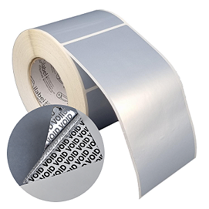 Etiqueta adesiva 100x200mm 10x20cm VOID prata fosco p/ Zebra ZT230 S4M ZT410 - Rolo c/ 441 (90m) Tubete 3 polegadas
