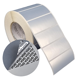 Etiqueta adesiva 100x40mm 10x4cm VOID prata fosco p/ Zebra ZT230 S4M ZT410 - Rolo c/ 2094 (90m) Tubete 3 polegadas