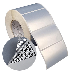 Etiqueta adesiva 100x60mm 10x6cm VOID prata fosco p/ Zebra ZT230 S4M ZT410 - Rolo c/ 1428 (90m) Tubete 3 polegadas