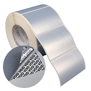Etiqueta adesiva 100x70mm 10x7cm VOID prata fosco p/ Zebra ZT230 S4M ZT410 - Rolo c/ 1233 (90m) Tubete 3 polegadas